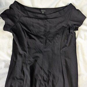 Ann Taylor Black Sheath Dress Womens [Size 12] Off Shoulder Boat Neck